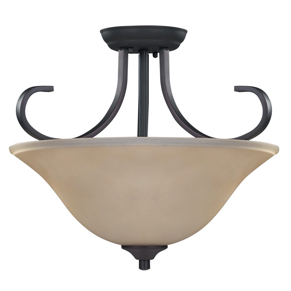 Canarm Lighting 16" Semi Flush Light in Oil Rubbed Bronze with Amber Glass