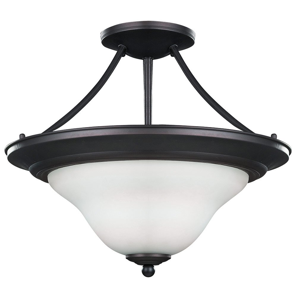 Canarm Lighting 15" Semi Flush Light in Oil Rubbed Bronze with Flat White Opal Glass
