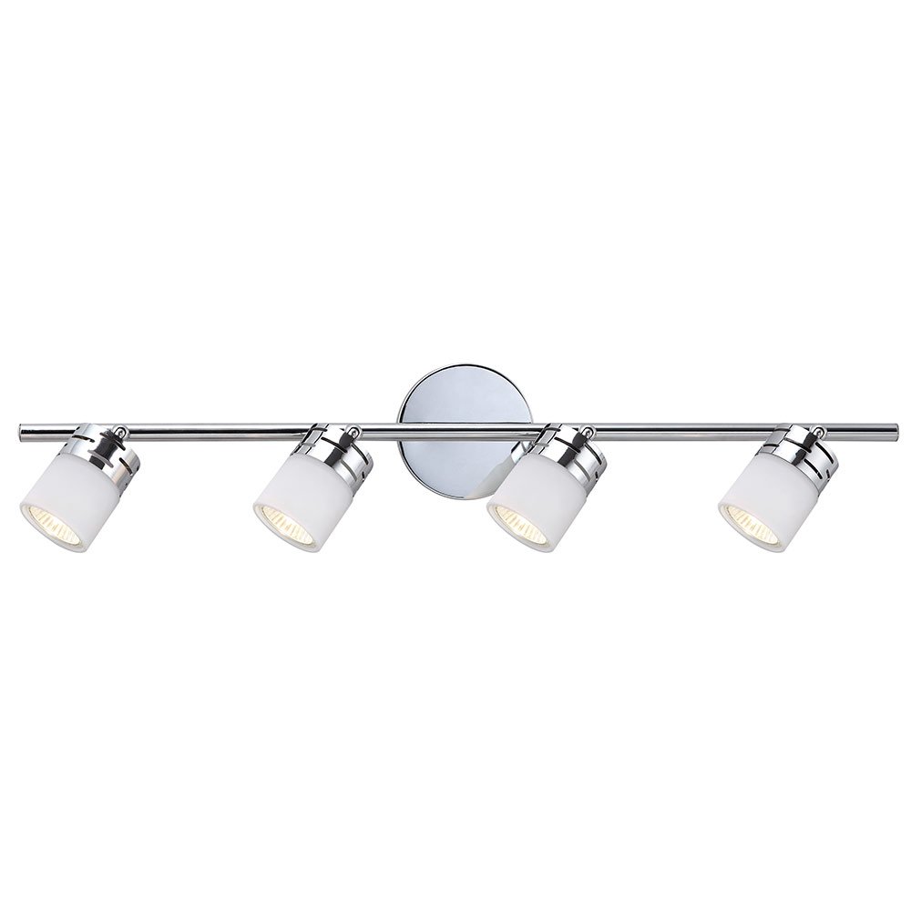 Canarm Lighting Quadruple Track Bath Light in Chrome with White Flat Opal Glass