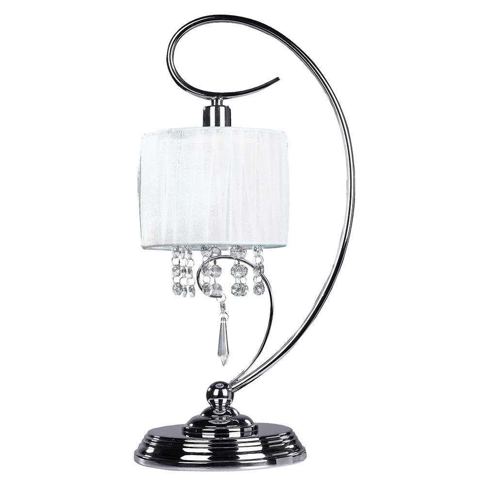 Canarm Lighting 9" Table Lamp in Chrome with White Fabric Shade