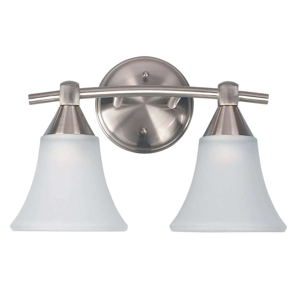 Canarm Lighting Double Bath Light in Brushed Pewter with White Flat Opal Glass