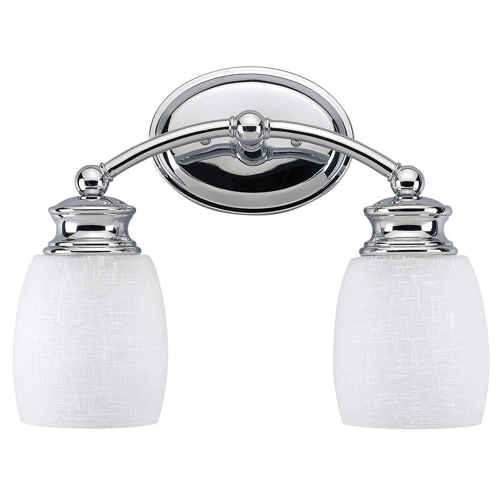Canarm Lighting Double Bath Light in Chrome with White Linen Glass