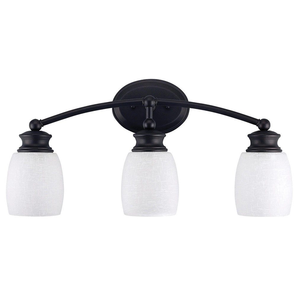 Canarm Lighting Triple Bath Light in Oil Rubbed Bronze with White Linen Glass