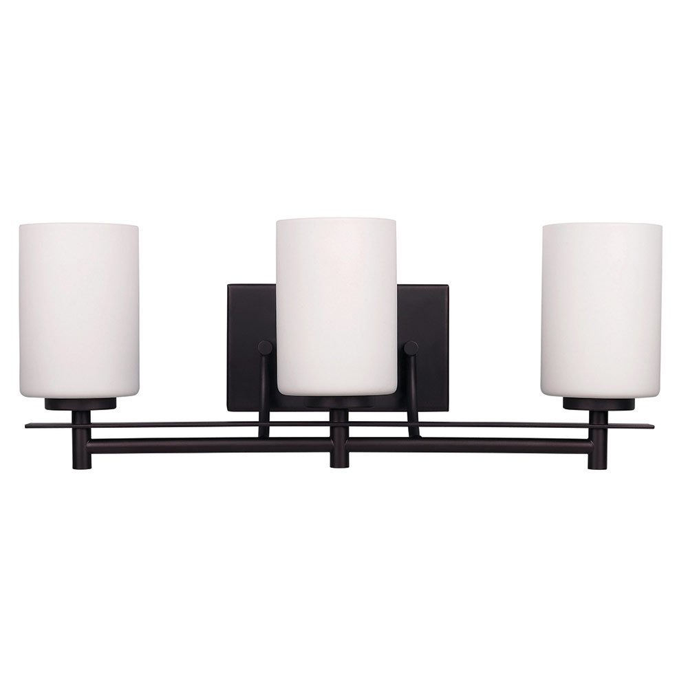 Canarm Lighting Triple Bath Light in Oil Rubbed Bronze with White Flat Opal Glass