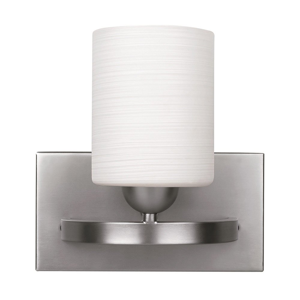 Canarm Lighting Single Wall Sconce in Brushed Pewter with White Line Painted Glass