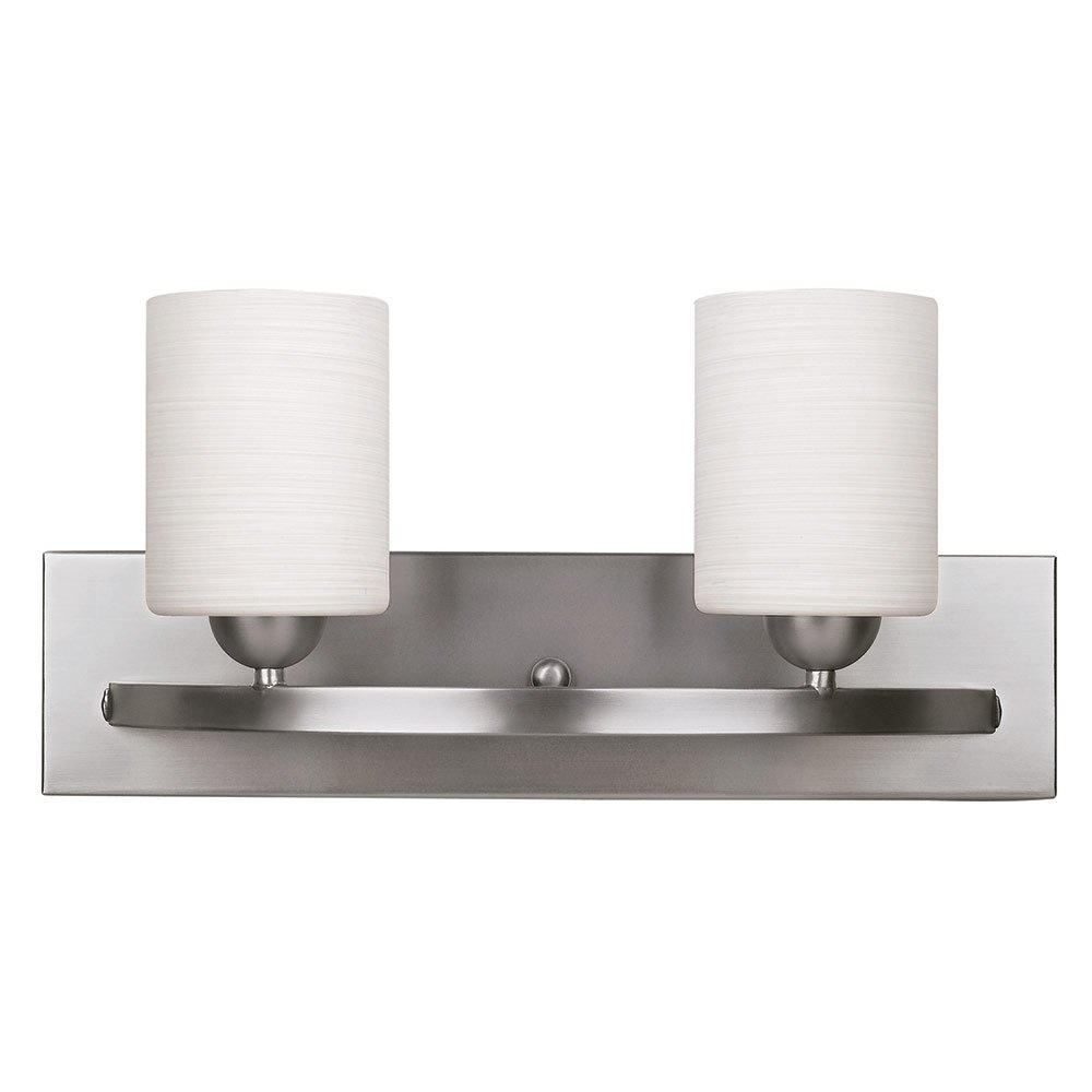 Canarm Lighting Double Bath Light in Brushed Pewter with White Line Painted Glass