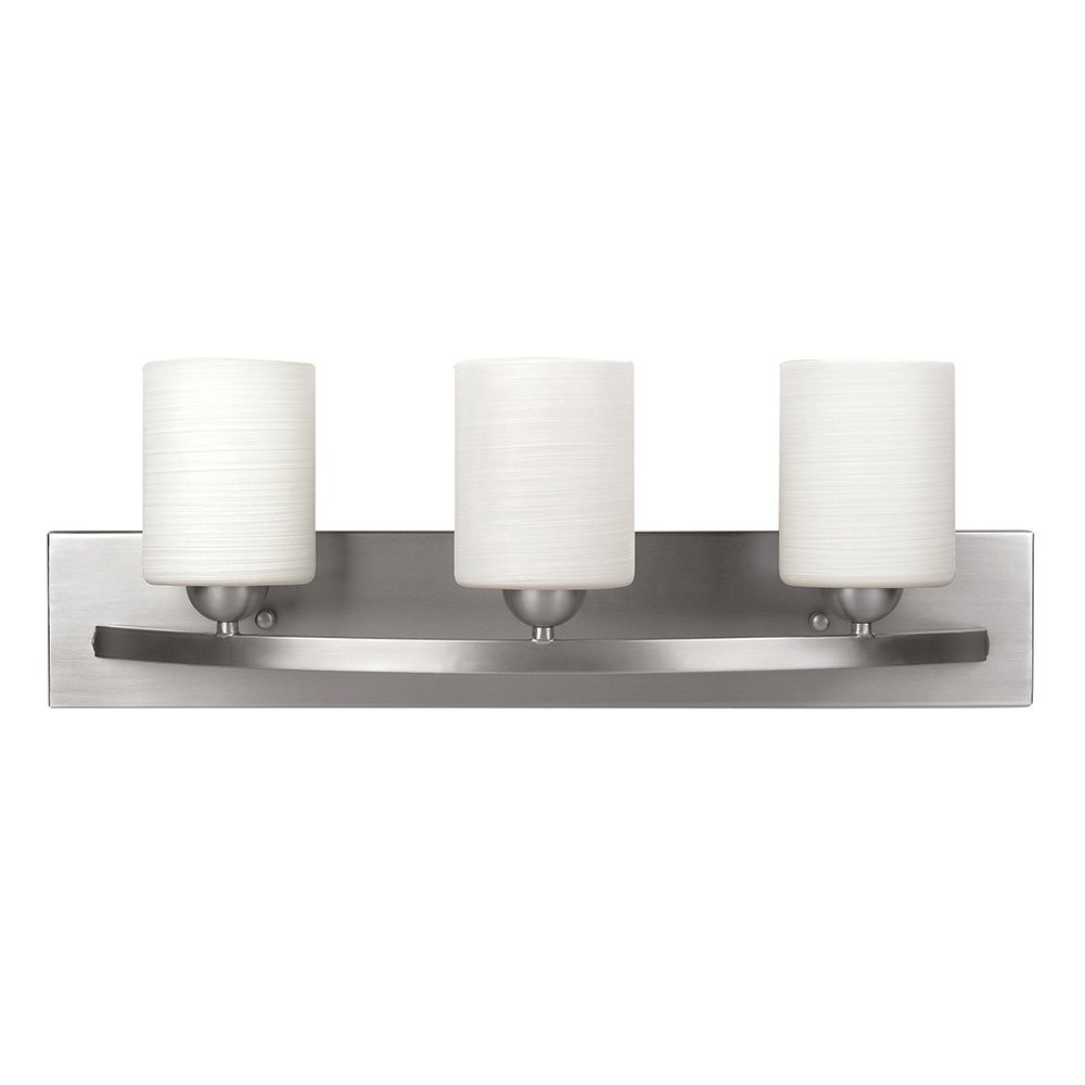 Canarm Lighting Triple Bath Light in Brushed Pewter with White Line Painted Glass