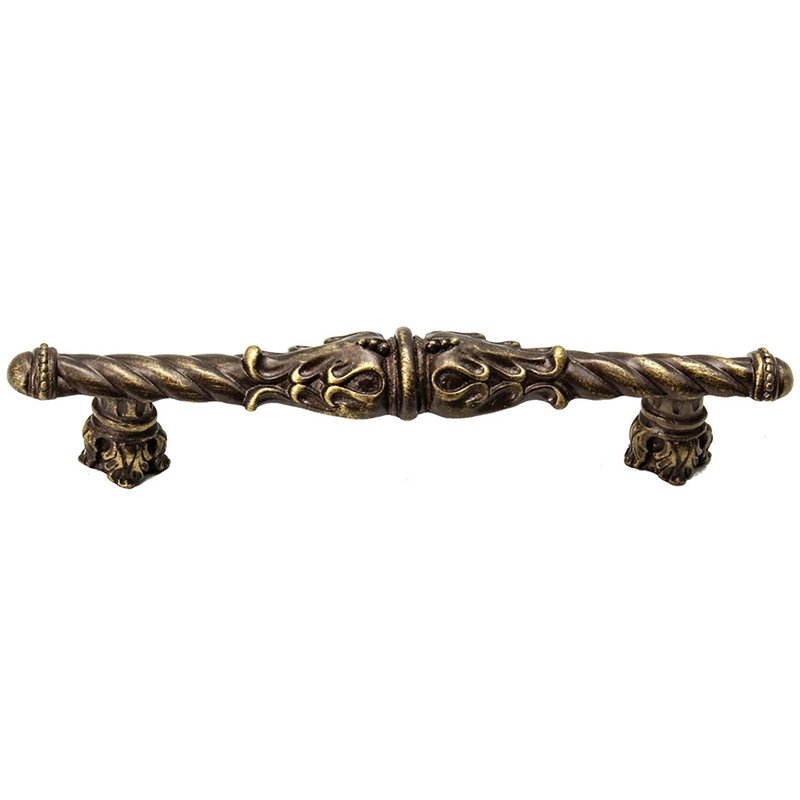 Carpe Diem 4" Centers Pull Romanesque Style With Column Base in Antique Brass