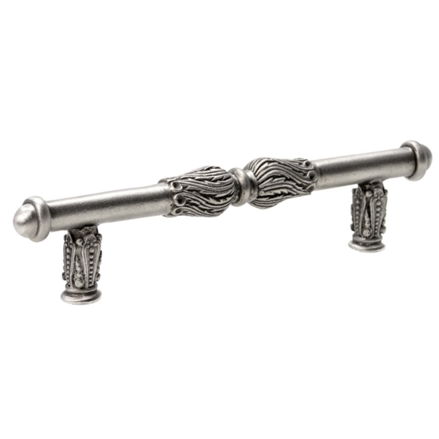 Carpe Diem 4" Centers Handle with Feather Scroll in Platinum