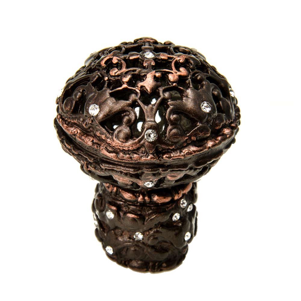 Carpe Diem Juliane Grace Large Knob With Swarovski Crystals in Antique Brass with Vitrail Medium