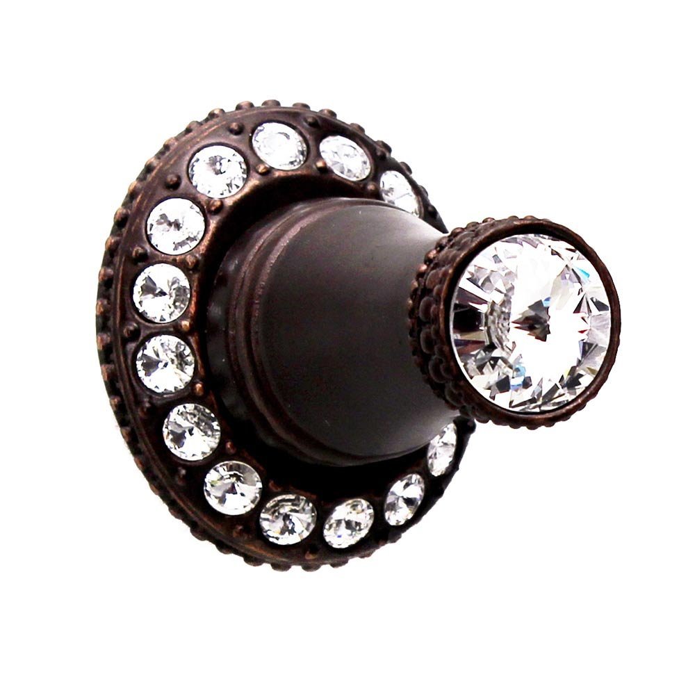 Carpe Diem Robe Hook with Small Backplate in Oil Rubbed Bronze with Jet Crystal