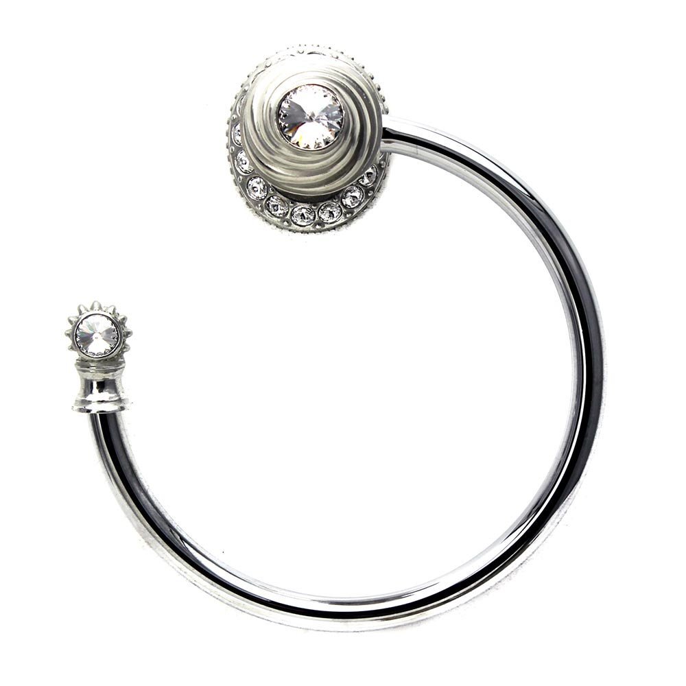Carpe Diem Large Towel Ring with Side Swarovski Crystals Left Small Backplate in Antique Brass with Vitrail Light Crystal