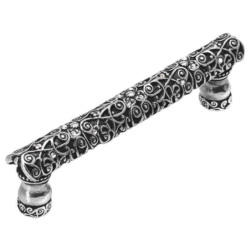 Carpe Diem 4" Centers Pull with Swarovski Elements in Cobblestone with Crystal