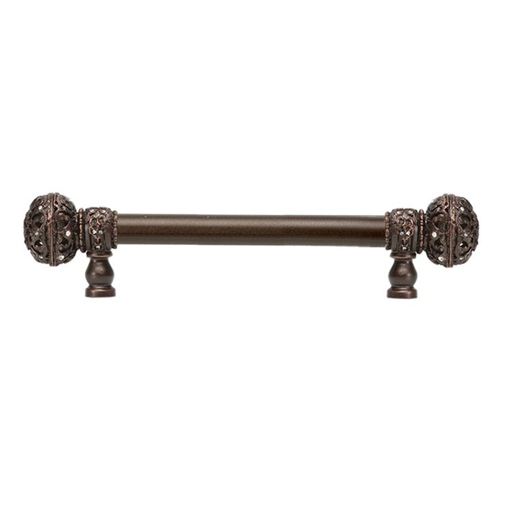 Carpe Diem 6" Centers 5/8" Smooth Bar pull with Large Finials in Oil Rubbed Bronze and 56 Crystal Swarovski Elements