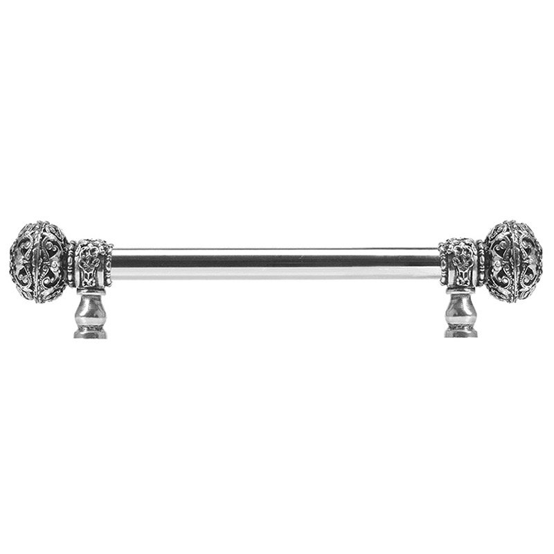 Carpe Diem 9" Centers 5/8" Smooth Bar pull with Large Finials in Bronze and 56 Clear & Aurora Borealis Swarovski Elements