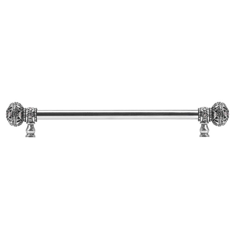 Carpe Diem 18" Centers 5/8" Smooth Bar pull with Large Finials in Cobblestone & 56 Crystal Swarovski Elements