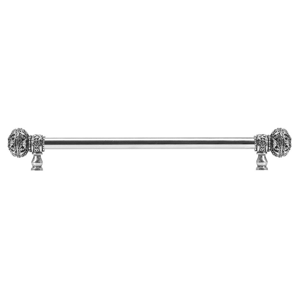 Carpe Diem 22" Centers 5/8" Smooth Bar pull with Large Finials in Jet & 56 Clear And Aurora Borealis Swarovski Elements