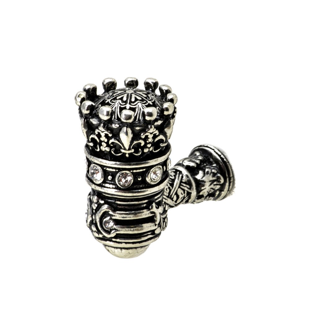Carpe Diem Queen Anne Large Eated Knob With Swarovski Crystals in Platinum with Vitrail Light