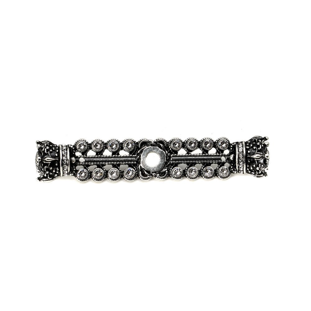 Carpe Diem Queen Anne Small Eated Escutcheon With Swarovski Crystals in Cobblestone with Crystal