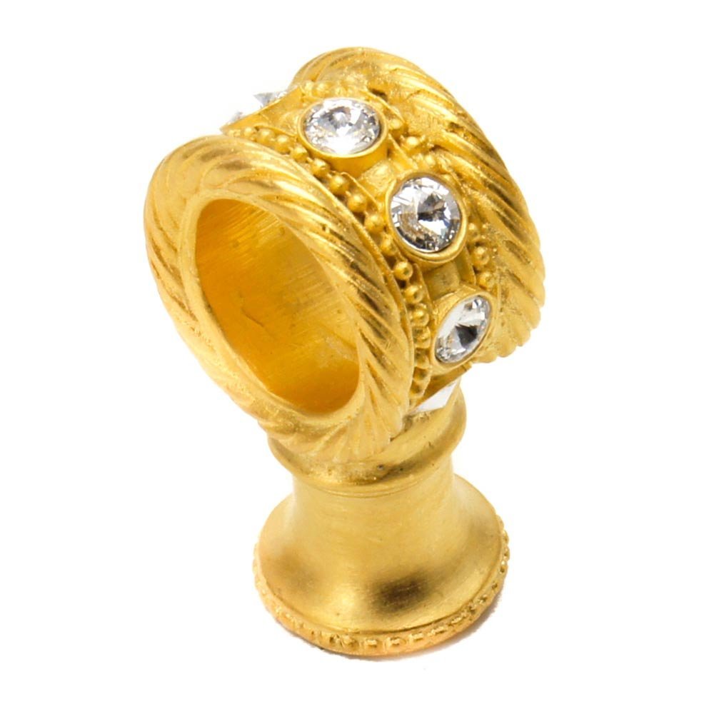 Carpe Diem Center Bracket for Oversized Pulls in Antique Brass with Jet Crystal