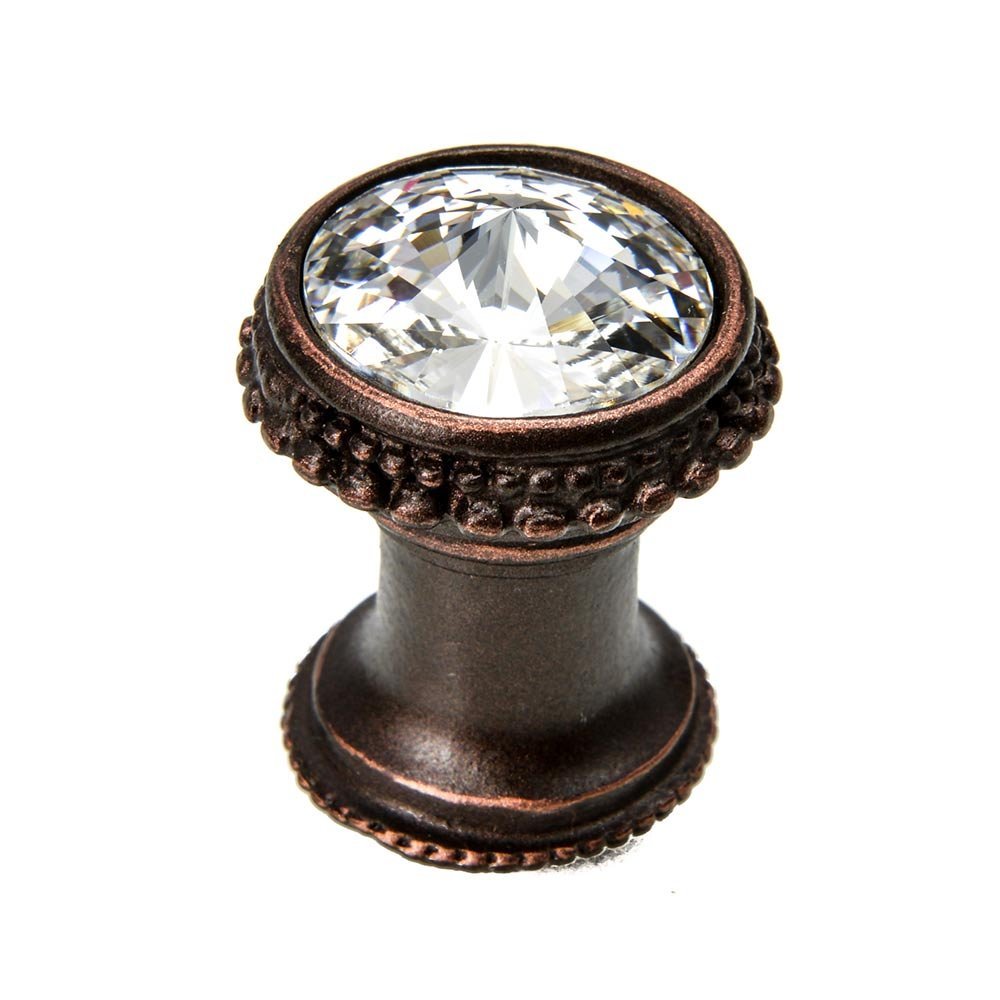 Carpe Diem 15/16" Diameter Knob With Swarovski Crystal in Bronze with Crystal
