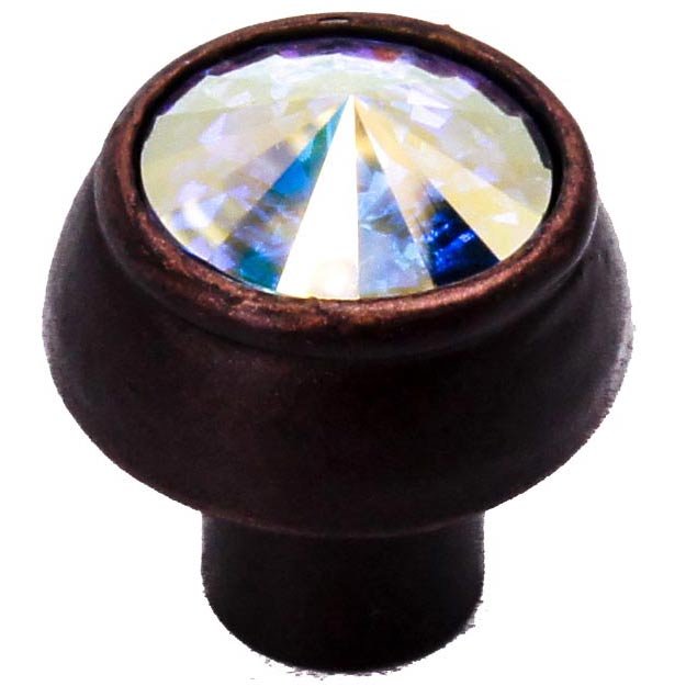 Carpe Diem 1 1/4" Round Knob with Swarovski Elements in Oil Rubbed Bronze with Aurora Borealis