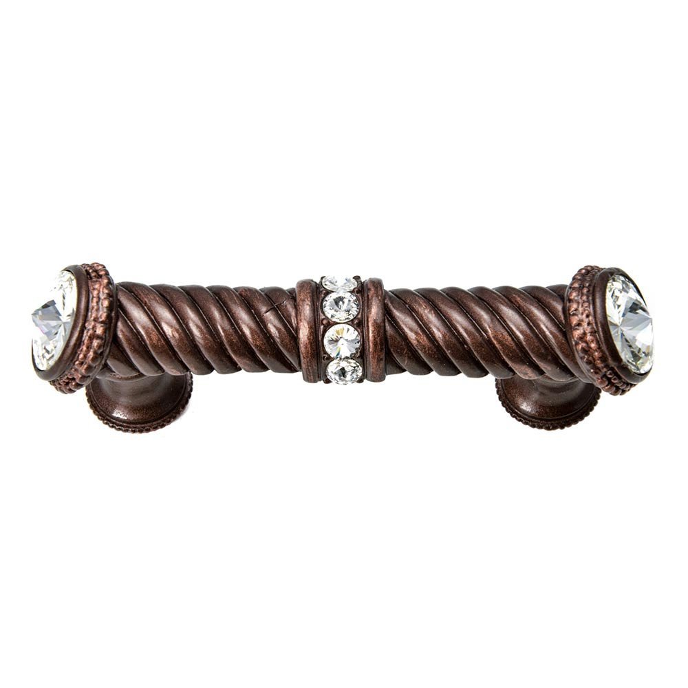 Carpe Diem 3" Centers Large Pull in Cobblestone with Jet Crystal