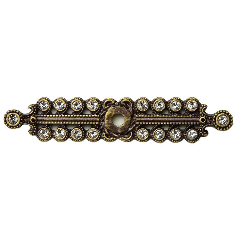 Carpe Diem Small Elongated Escutcheon with Swarovski Elements in Antique Brass with Crystal
