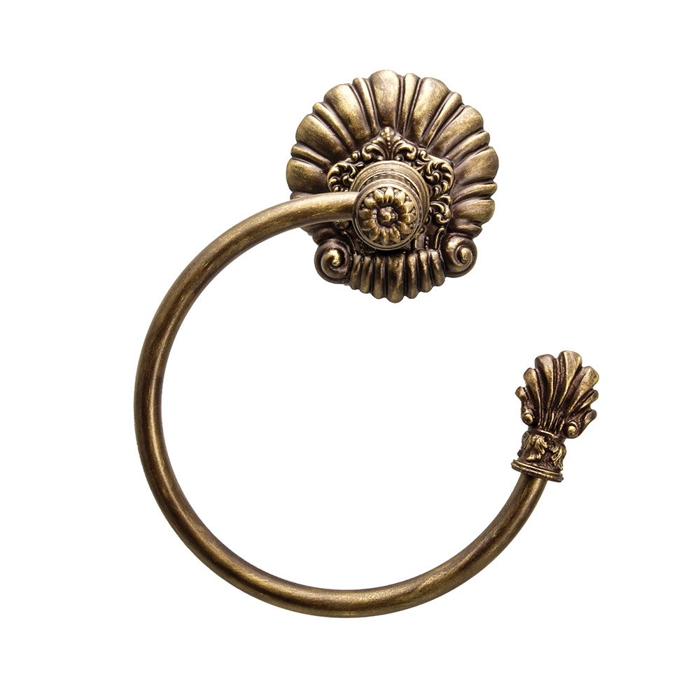 Carpe Diem Towel Ring Right in Antique Brass