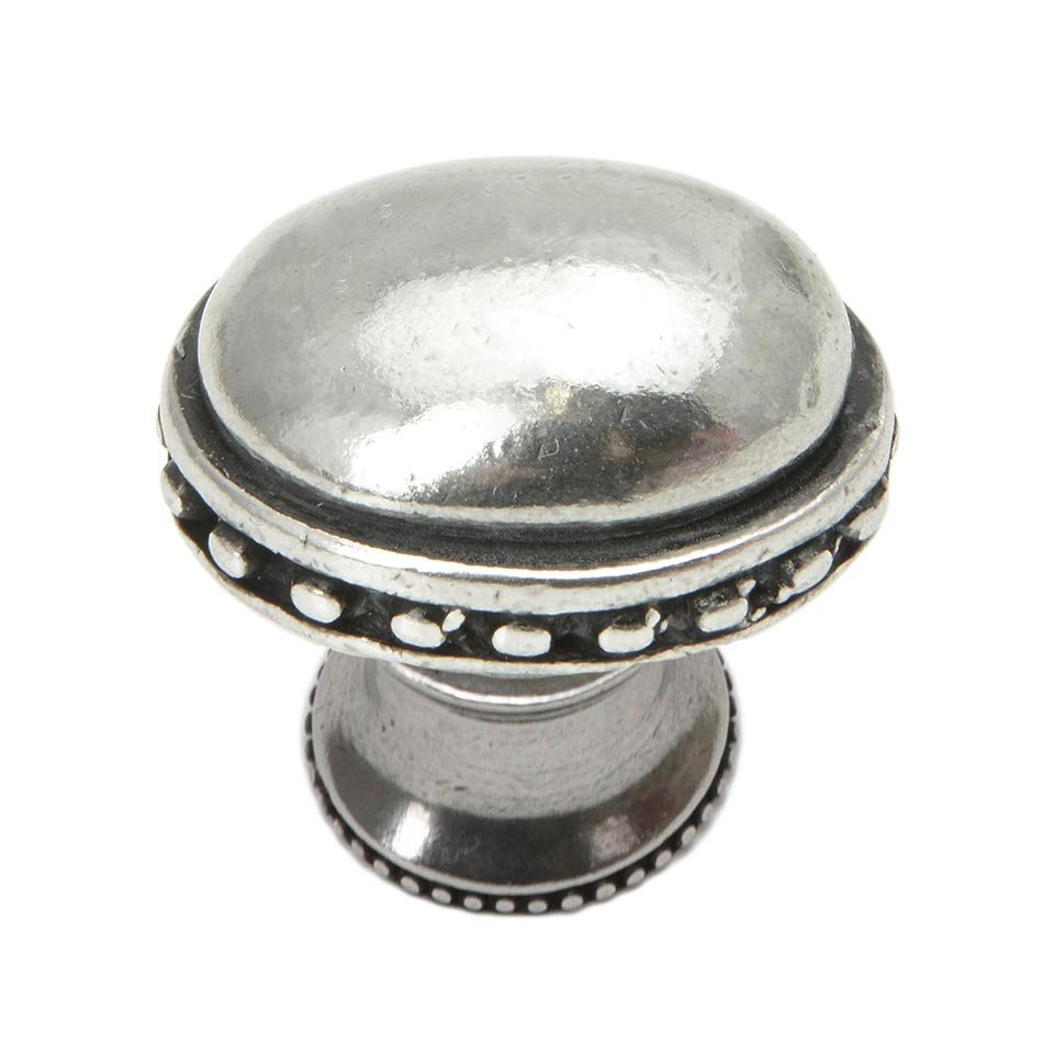 Carpe Diem Large Oval Knob with Beaded Rim in Platinum