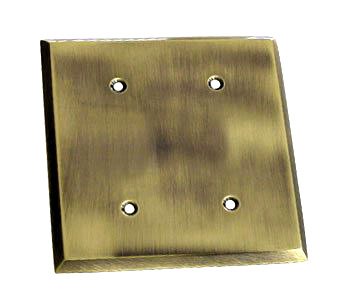 Colonial Bronze Square Bevel Double Blank Switchplate in Antique Brass