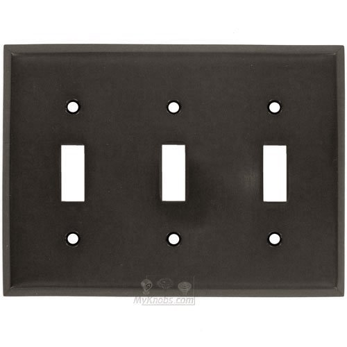 Colonial Bronze Square Bevel Triple Toggle Switchplate in Oil Rubbed Bronze