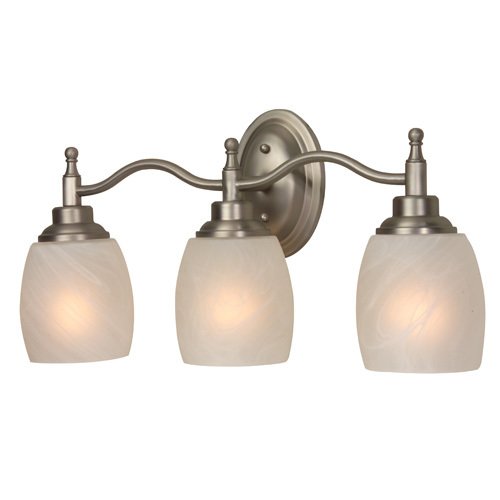 Craftmade Triple Bath Light in Brushed Nickel with Alabaster Swirl Glass