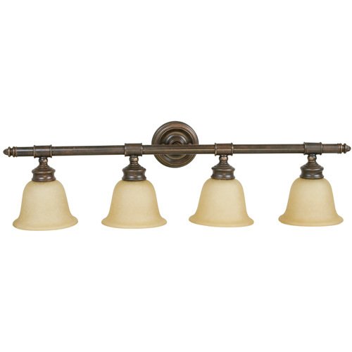 Craftmade Quadruple Bath Light in Aged Bronze with Tea Stained Glass