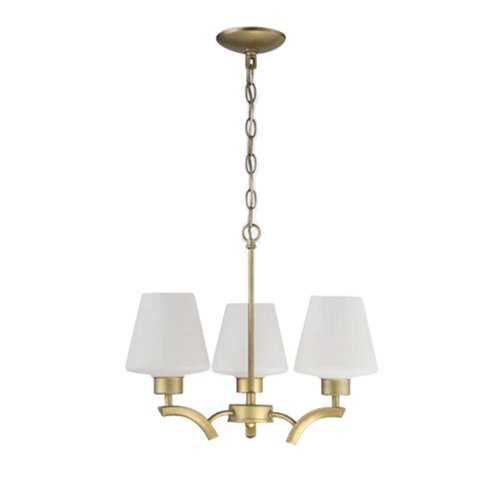 Craftmade 3 Light Mini Chandelier in Gold Twilight with White Frosted Glass
