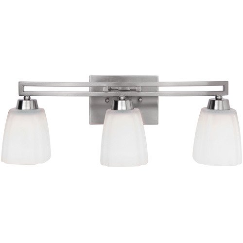 Craftmade Triple Light Vanity in Brushed Nickel and Frosted White Glass