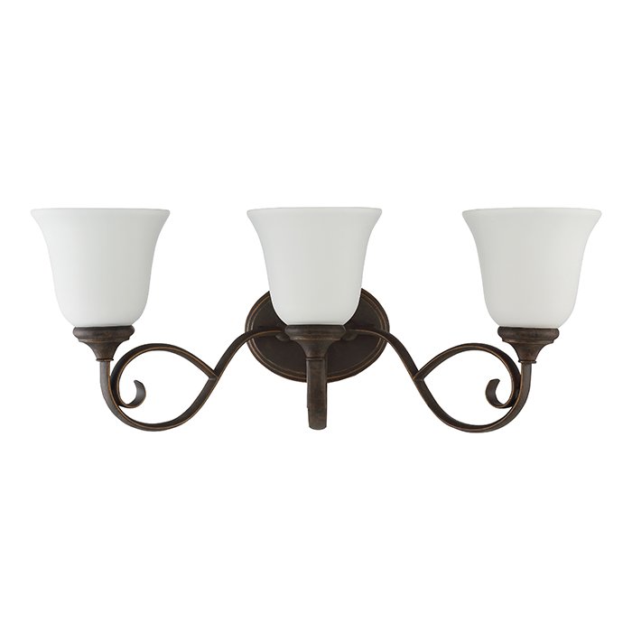 Craftmade 3 Light Vanity in Metropolitan Bronze with White Frosted Glass