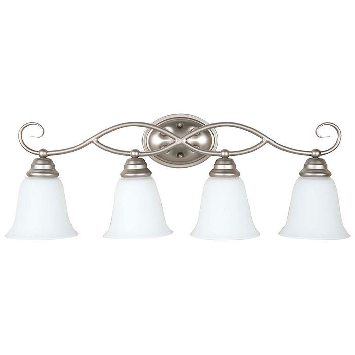 Craftmade 4 Light Vanity in Satin Nickel with White Frosted Glass