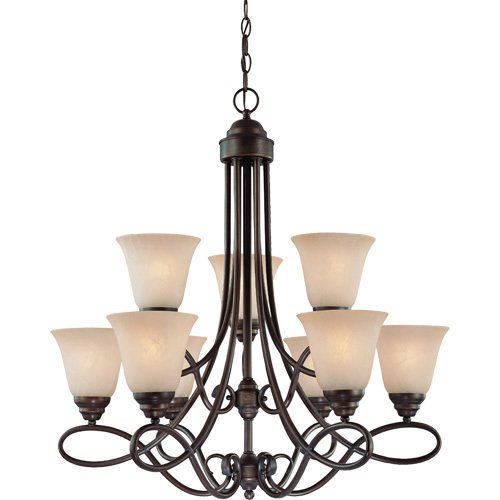 Craftmade 29" Chandelier in Old Bronze with Faux Alabaster Glass