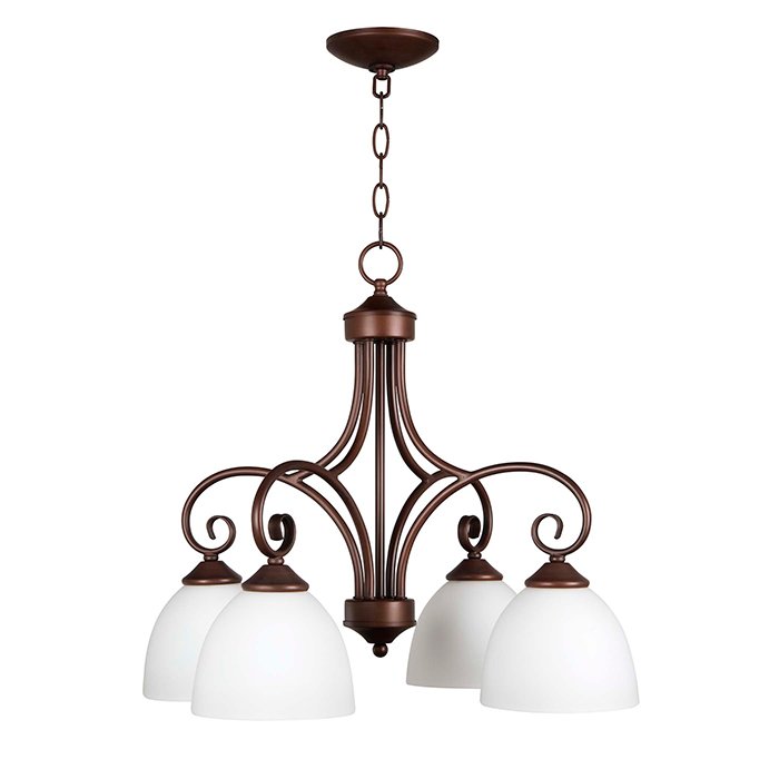 Craftmade 4 Light Chandelier in Oiled Bronze with White Frosted Glass