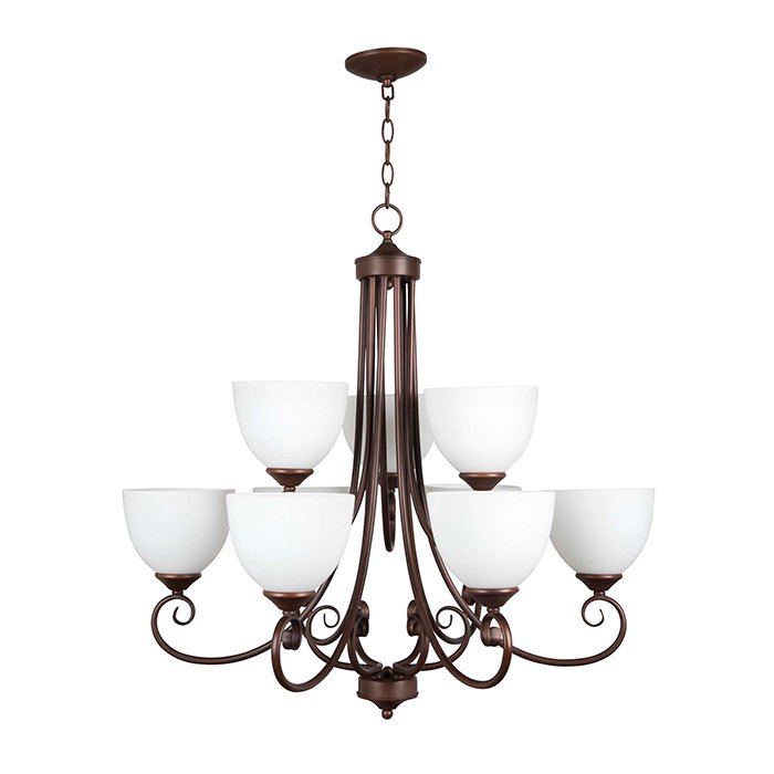Craftmade 9 Light Chandelier in Oiled Bronze with White Frosted Glass