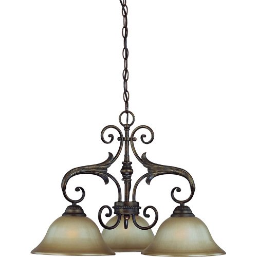 Craftmade 24" Chandelier in Burleson Bronze with Clear Etched Glass