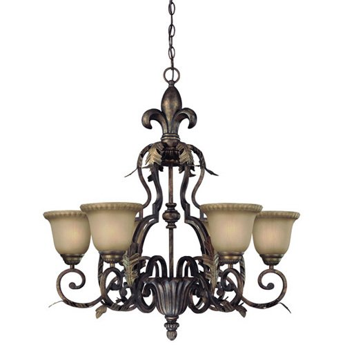 Craftmade 30" Chandelier in Burleson Bronze with Clear Etched Glass