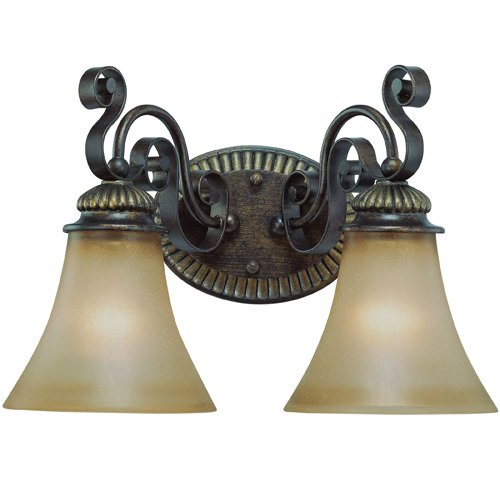 Craftmade Double Bath Light in Century Bronze with Painted Glass