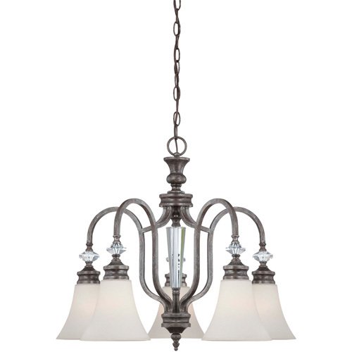 Craftmade 25 1/2" Chandelier in Mocha Bronze with Creamy Etched Glass