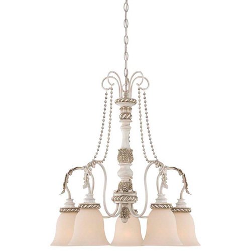 Craftmade 24 1/2" Chandelier in Antique Linen with Painted Glass