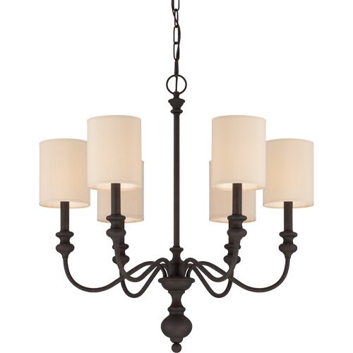 Craftmade 26 1/2" Chandelier in Gothic Bronze with Natural Linen Shade