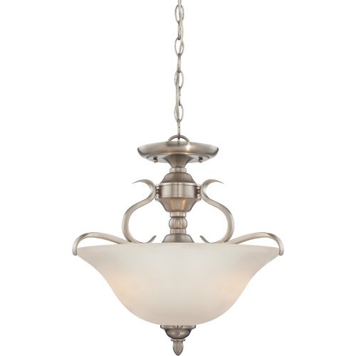 Craftmade 21 1/2" Convertible Pendant / Semi Flush Light in Brushed Nickel with Frost White Glass