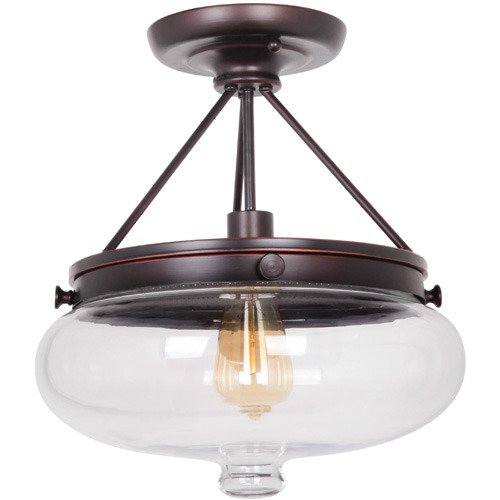 Craftmade Semi Flush Light in Oiled Bronze Gilded and Antique Clear Glass