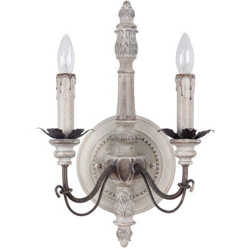 Craftmade Double Light Wall Sconce in Antique White and Bronze Distressed